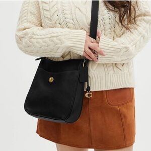 Coach Chaise Polished Black Pebbled Leather Crossbody Bag C8483